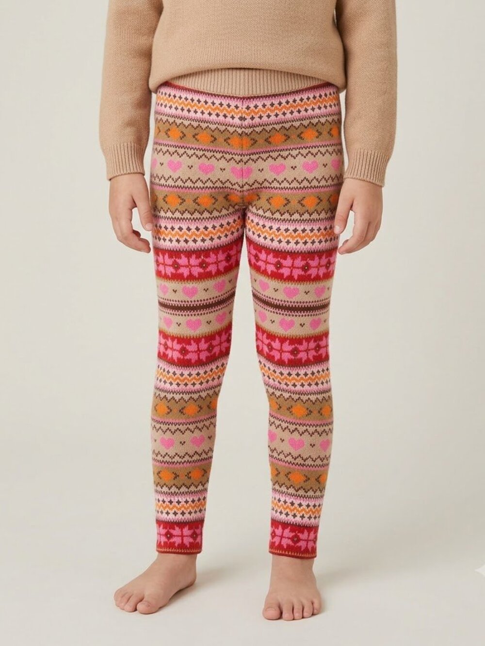 Hello Kitty heavy leggings with tan and pink pattern size medium